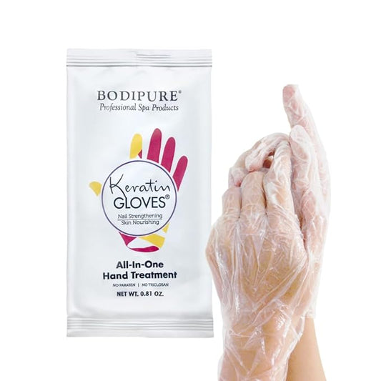 Bodipure All-In-1 Moisturizing Hand Mask, Keratin & Vitamin E Hand Mask for Dry Cracked Hands, Natural Moisturizing Gloves Formula, Strengthen Nails & Repair Hands 12 Pairs