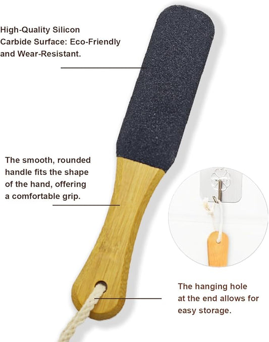 Pumice Stone Foot File, 2 Pack Wooden Pedicure Foot Scrubber Remover for Heels, Elbows, Hands in Shower, Professional Foot Rasp for Wet and Dry Feet, Foot Care Tools for Women Men(Black and White)