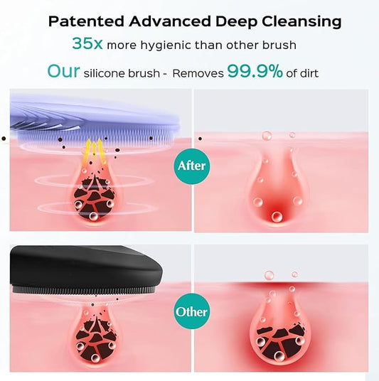 COSLUS Facial Cleansing Brush Face Scrubber: Silicone Waterproof Rechargeable Face Wash Brush, 5 Cleansing Modes, Electric Deep Cleaning for Men & Women, Removing Blackhead, Exfoliating, Massaging