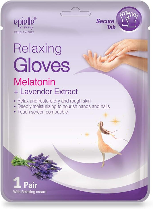 Epielle Relaxing Hand Mask 6 Pairs, Soften and Restore with Melatonin & Lavender Extract, Deep Moisturizing Gloves for Dry, Cracked Hands, Self Care Gifts for Women, Spa Kit, Stocking Stuffers