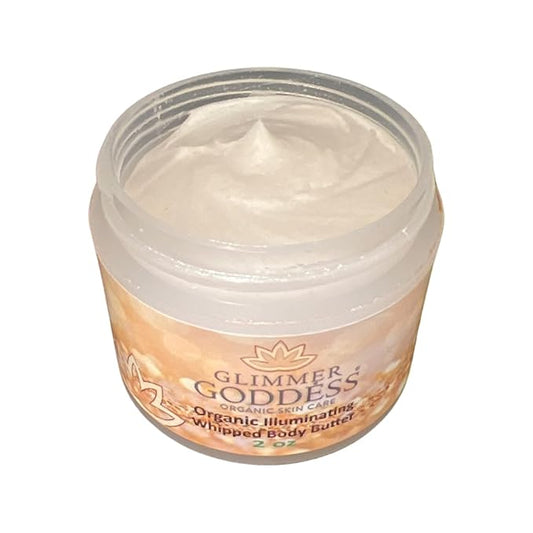 Glimmer Goddess Shimmer Body Butter with Organic Whipped Shea Butter for Hydration, Moisturizing & Silky Natural Glow - Diamond Sexy, 2 oz