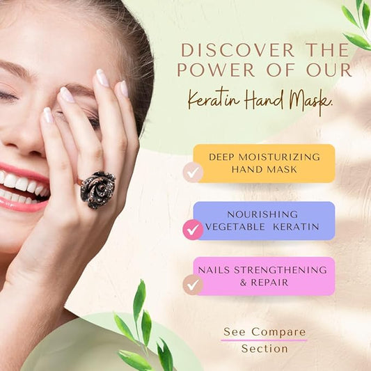 Bodipure Premium Hand Mask Keratin Gloves | Moisturizing Gloves for Dry Hands & Nail-Strengthening & Cuticle Softening | Spa Experience at Home | Chemical Free & For All Skin Types | 100 Pairs