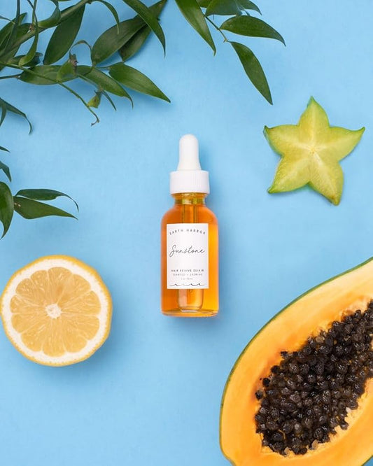 Sunstone Hair Revive Elixir - Organic Hair Oil for Growth, Repair & Moisture | Vegan, Cruelty-Free | Coconut, Seaweed, Jasmine & Calendula | Nourishes Scalp & Revitalizes Dry, Damaged Hair | 1 oz