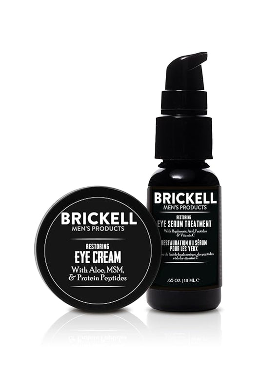 Brickell Men's Restoring Eye Routine for Men, Eye Cream and Serum for Men, Natural and Organic, Unscented, Men's Skin Care Gift Set