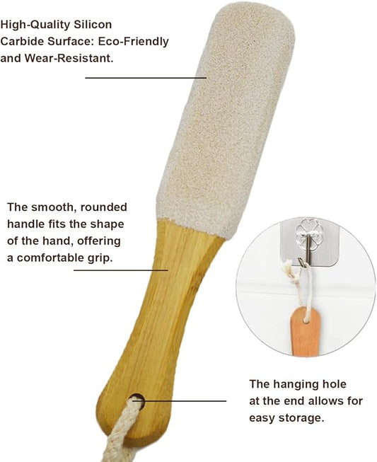 Pumice Stone Foot File, 2 Pack Wooden Pedicure Foot Scrubber Remover for Feet, Heels, Elbows, Hands in Shower, Professional Foot Rasp for Wet and Dry Feet, Foot Care Tools for Women Men(White)