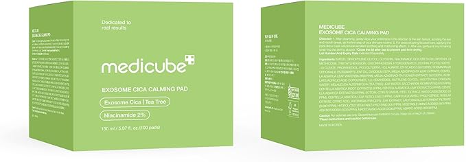 medicube Toner Pads Exosome CICA Tea Tree Calming Toner Pad for Sensitive Skin | Centella Asiatica for Redness, Breakouts | Low-irritating & Hydrating Care | Korean Skincare, 100 Pads (1 Pack)