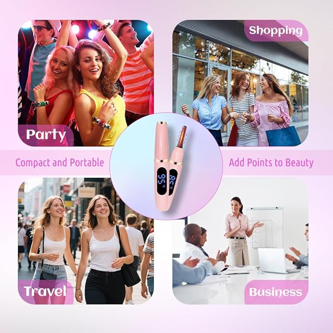 Treayes Heated Eyelash Curler, for Long-Lasting Curl, Fast Heating Portable Eyelash Curler for Daily Makeup & Travel, Anti-Scald Design with Multiple Temperature Settings, Ideal for Women