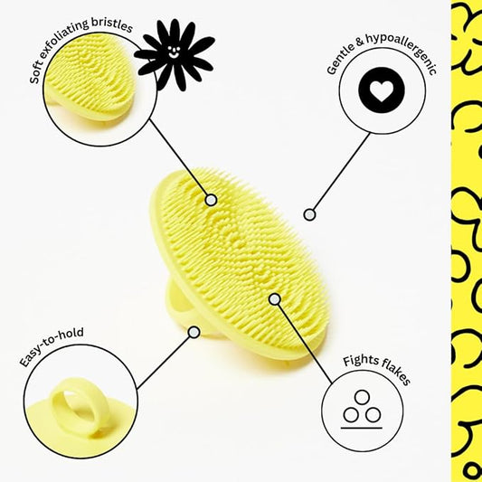 Boie USA Face Scrubber - Handheld Facial Tool, Deep Cleansing Exfoliating Facial Brush. Fights Acne with Gentle, Silicone-Like Bristles, Long Lasting, & Hypoallergenic (Yellow)