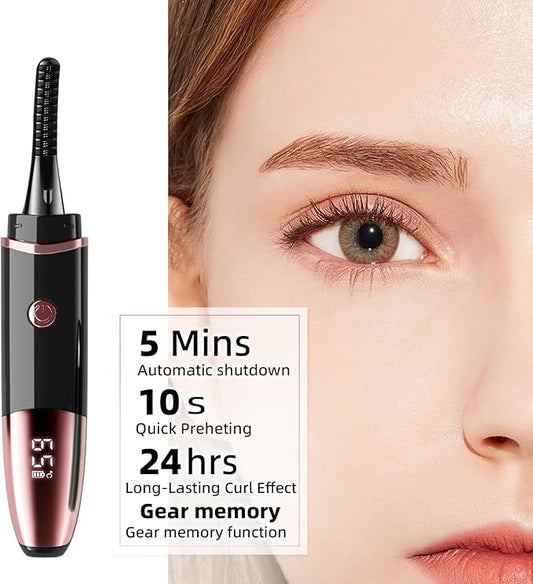 2026 Heated Eyelash Curler-USB Rechargeable Electric Eyelash Curler- Eyelash Curlers Heated 4 Temperature Modes Fast Heat Up Within 5s - 24 Hours Long Lasting- with Led Display for Women Girls(Black)