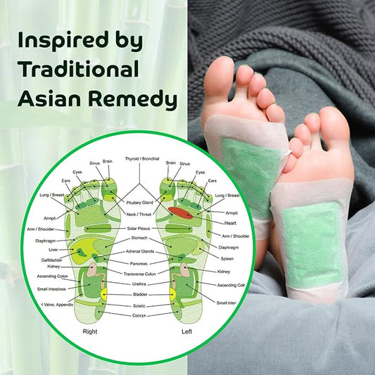 Bandoo Original Foot Pads | Premium Natural Foot Care Pads with Bamboo Vinegar & Tourmaline | Comfortable Overnight Foot Application | for Men & Women | 10 Pads