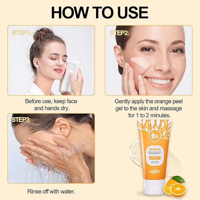Orange Exfoliating Gel Scrub for Face and Body, Orange Peeling Gel, Deep Clean Pores, Remove Blackheads & Moisturize Skin for All Types Skin (2PCS)