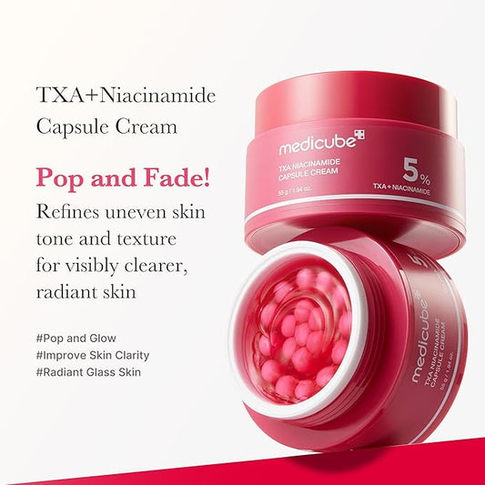 medicube Capsule Cream with TXA + Niacinamide | Dual Radiance Moisturizer Ideal for Use After Spot Care, Uneven Skin Tone & Texture & Hydration | 99% Pure Tranexamic Acid | Korean Skincare, 1.94 oz