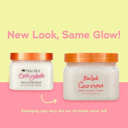 Tree Hut Coco Colada Shea Sugar Scrub, 18 oz, Ultra Hydrating and Exfoliating Scrub for Nourishing Essential Body Care