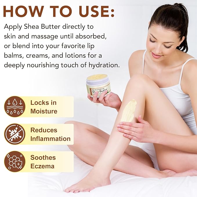 2Pack Raw & Unrefined Shea Butter for Body, Face & Hair, Pure Shea Butter with vitamins A, E & F, Long-Lasting Hydration for Dry Skin, Hair Care, DIY Lip Balm, Natural Moisturizer