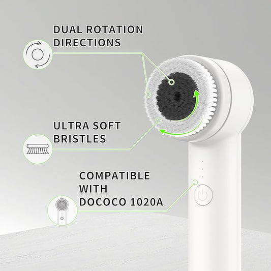 Face Scrubber Replacement Brushheads for DOCOCO 1020A Dual Rotations Facial Cleansing Brush