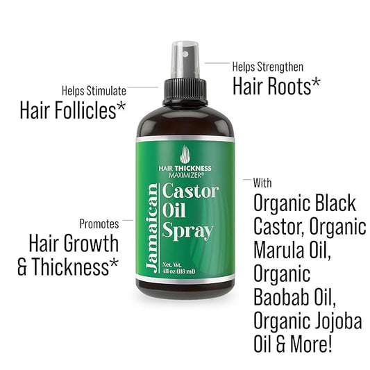 Jamaican Black Castor Oil Spray For Hair Growth. With Marula, Jojoba. Vegan, Leave In Conditioner Serum For Women, Men. Thickening, Moisturizing, Strengthening Scalp Treatment For Dry, Weak Hair