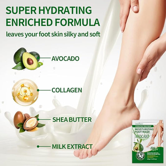 Moisturizing Foot Mask 5 Pack,Hydrating Foot Masks for Dry Cracked Feet,Moisturizing Socks Dry Skin Moisturizer for Soft and Smooth Touch Feet,Foot Care Spa Gifts for Women Men Stocking Stuffers