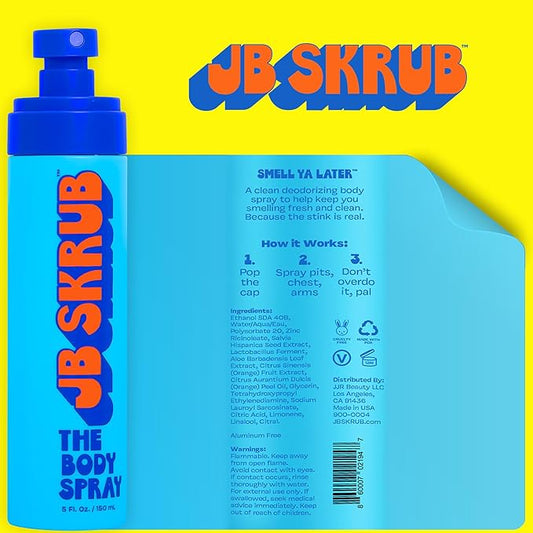JB SKRUB Body Spray, Body Wash, and Face Wash for Teen Boys, Tweens, and Kids - Refreshing Body Care Trio - Banish Funk, Revitalize, Radiate Confidence
