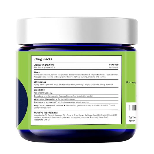 FOOT CURE Tea Tree Oil Balm – Moisturizer for Dry Cracked Feet – Instantly Hydrates & Soothes Irritated Skin & Athlete's Foot – Best Foot Care for Women and Men (Pack of 2)