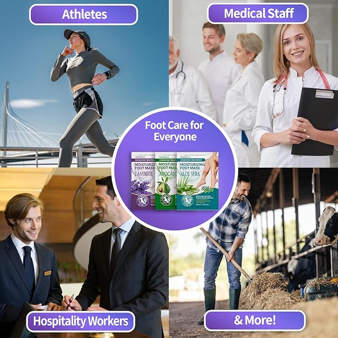 Moisturizing Foot Mask 5 Pack,Hydrating Foot Masks for Dry Cracked Feet,Moisturizing Socks Dry Skin Moisturizer for Soft and Smooth Touch Feet,Foot Care Spa Gifts for Women Men Stocking Stuffers