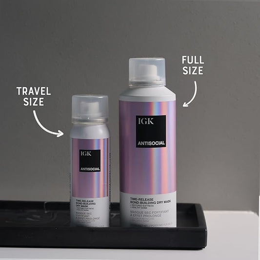 IGK Antisocial Dry Hair Mask – Leave-in Overnight Mask | Hair Bond-Building Treatment for Dry Hair | Overnight Hydration & Shine | Repairs, Softens & Perfect for Extensions | Full + Travel