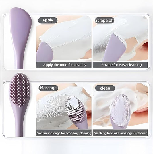 Silicone Facial Mask Applicator Face Masks Skincare Brush Facial Scrubber Double-Head Lotion Spatula Scoop for Makeup,Foundation,Cream,Lotion,Moisturizer,Gel,Peel,Mud Masks,Grey and Purple