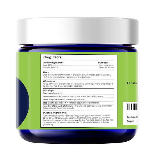 FOOT CURE Tea Tree Oil Foot Cream - Moisturizing Athletes Foot Care For Dry Cracked Feet Cream - Heel & Callus Removal, Toenail Treatment, Ringworm Itchiness Relief - Foot Cream, 2 ounce (Pack of 1)
