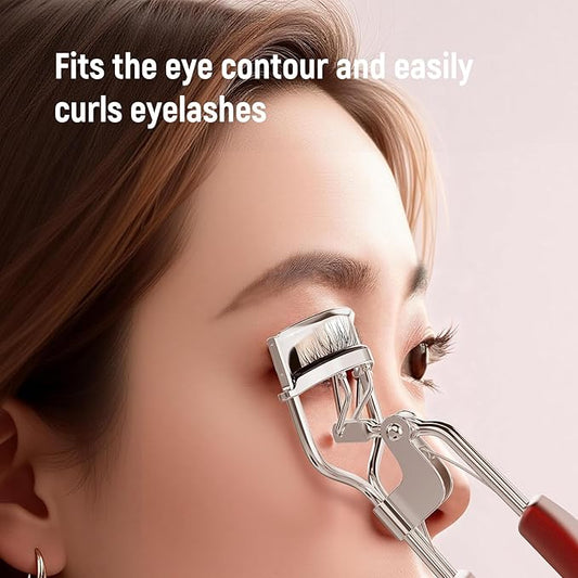 Kaasage Eyelash Curler for Lift and Curl, Professional Stainless Steel Makeup Eyelash Tool with Ergonomic Handle & 6 Replacement Pads for Long-Lasting Results