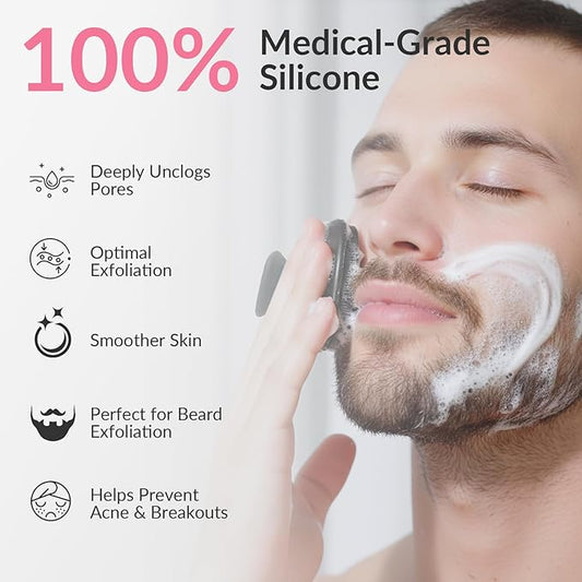2 Pack Face Scrubber,Silicone Facial Cleansing Brush for Men & Women,Reusable Gentle Facial Waterproof Cleansing Skin Brush Exfoliating Scrubber for Sensitive Skin (Black/Pink)