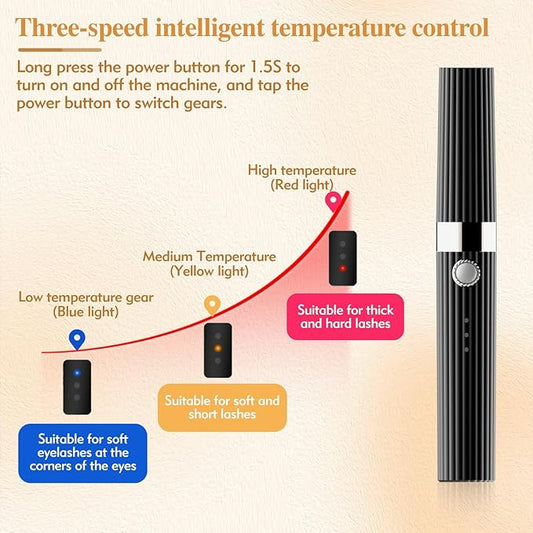 Heated Eyelash Curlers - Electric Eyelash Curler for Women with USB Rechargeable, 3 Heat Modes Natural Curling 24 Hours Long Lasting Eyelash Curler for Women Makeup Tools (Black)