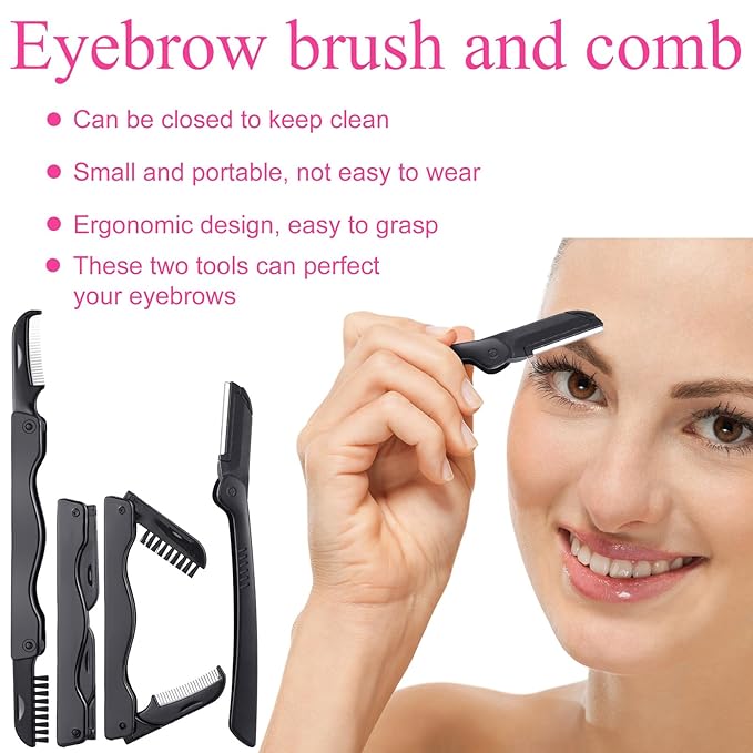 17 Pcs Eyelash Curlers Kit Lash Curler Eyelash Comb Seperator Extension Tweezers Eyebrow Brush Scissors False Eyelashes Applicator Eyebrow Trimmer Silicone Refills Pads for Women(Pink)