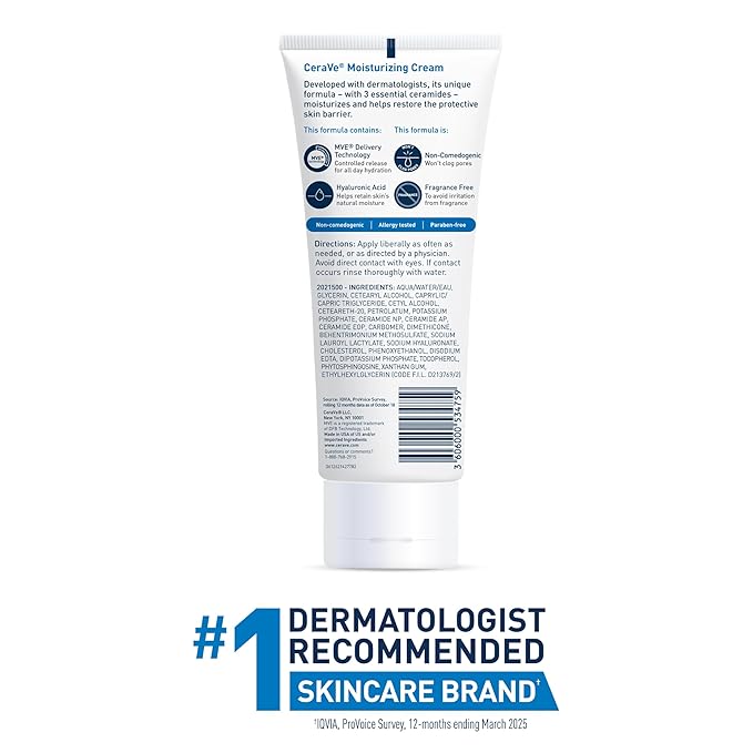 CeraVe Moisturizing Cream, Face Body Moisturizer, Normal to Dry Skin, 8 Fl Oz