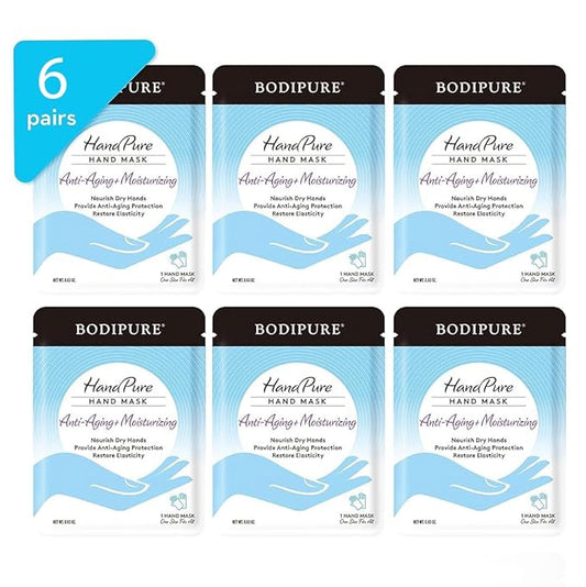 HandPure Hand Repair & Anti-Aging Hand Mask – 20-Minute Moisturizing Gloves for Dry, Cracked Hands, Softens Cuticles, Paraben-Free, With Natural Botanical Ingredients (6 Packs)