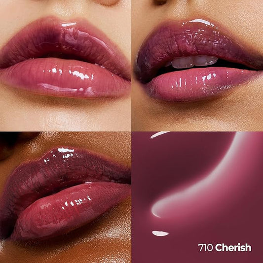 Laka Fruity Lip Glotioner, 10ml/0.33 fl.oz, Lip Gloss with High Shine Vivid Colors, Jelly tip for Hygienic & Easy Application, Plumping Conditioner, Vegan, K-Beauty (#710 Cherish)