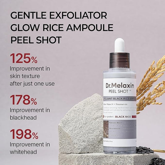 Dr.Melaxin Peel Shot Glow Rice Peeling Ampoule 80ml Daily Soft Exfoliating Face and Body Scrub Dead Skin Cells Blackhead Remover for All Skin Types korean skin care