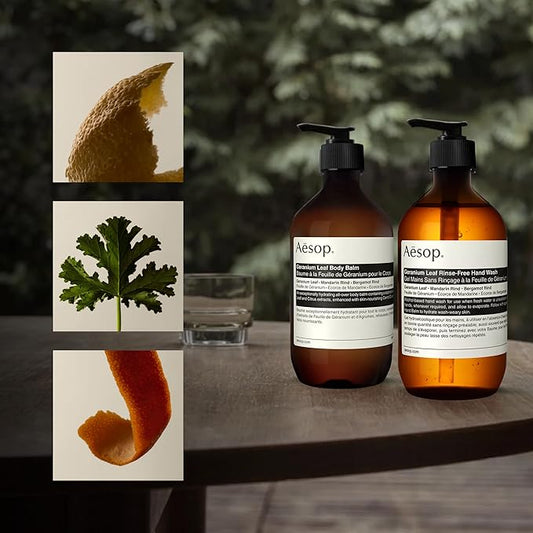 Aesop Geranium Leaf Body Cleanser & Balm Set | Green, Citrus Fresh Duo to Cleanse and Hydrate Skin | Geranium Leaf, Mandarin Rind, Bergamot Rind | 16.9 oz + 16.5 oz