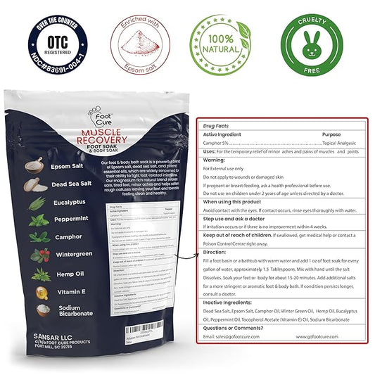 FOOT CURE Muscle Care Foot Soak with Epsom Salts – Refreshing Blend for Relaxation & Foot Care – Helps Soften Skin – Soothes Tired Feet, Invigorating Scent, Spa Pedicure – 16 oz (Pack of 2)