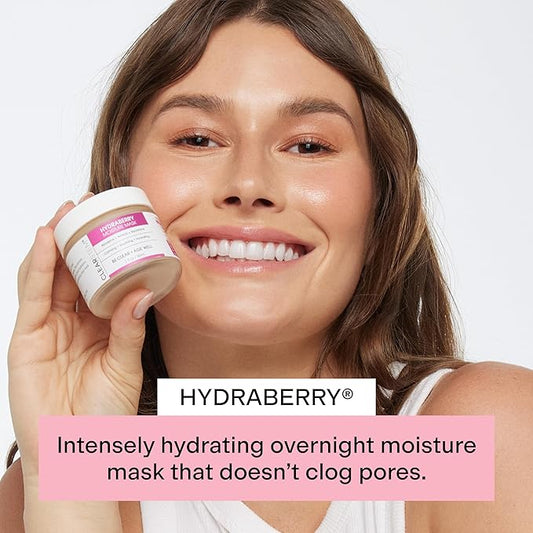 CLEARSTEM HYDRABERRY Hydrating Face Mask for Women - Night Mask for Sleeping for Women with Ceramides, Arnica & Magnesium PCA - Overnight Mask for Evening Hydration to Nourish & Protect Skin Barrier