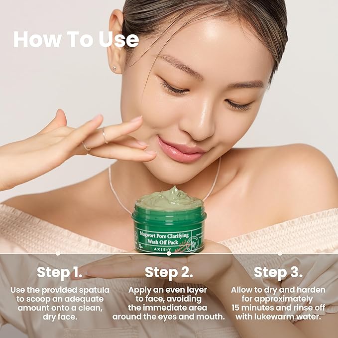 AXIS-Y Mugwort Pore Clarifying Wash Off Pack - Face Exfoliator Targets Clogged Pores, Whitehead & Blackhead Remover - Vegan Korean Skin Care Glass Skin Clay Mask - 3.38 fl. oz.