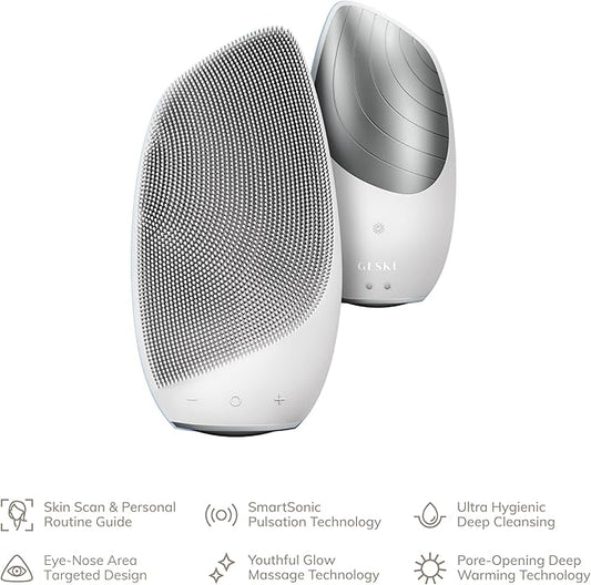 GESKE SmartAppGuided Sonic Thermo Facial Brush | 6 in 1 | Skin Cleansing | Cleansing Brush with Thermal Function | Electric Facial Massager