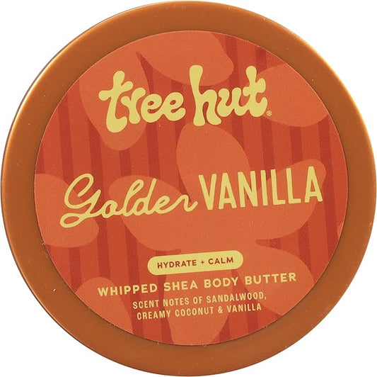 Tree Hut Golden Vanilla Whipped Shea Body Butter, Hydrating & Nourishing Body Lotion with Natural Oils, Moisturizer for Soft & Smooth Skin, 8.4 oz