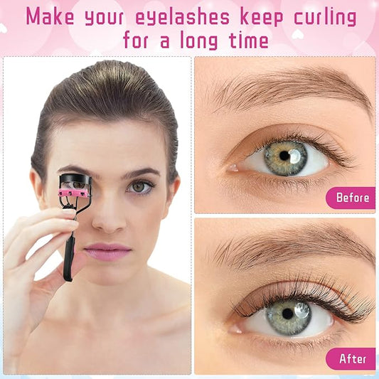 17 Pcs Eyelash Curlers Kit Lash Curler Eyelash Comb Seperator Extension Tweezers Eyebrow Brush Scissors False Eyelashes Applicator Eyebrow Trimmer Silicone Refills Pads for Women(Purple)