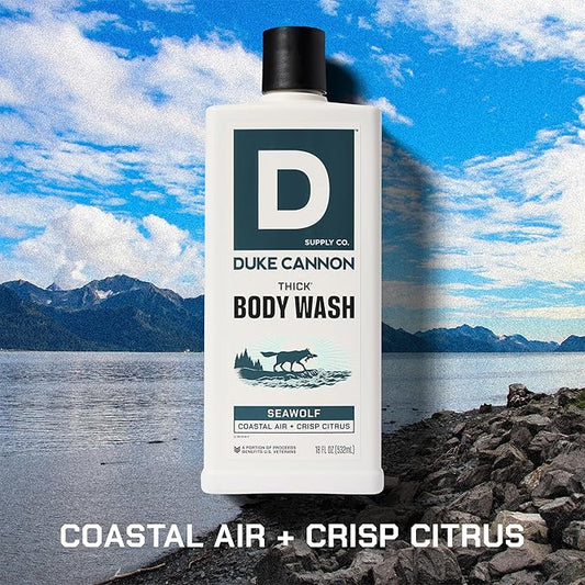 Duke Cannon Supply Co. Thick High Viscosity Body Wash – 3X Thicker, Plant-Based, Mineral-Enriched for Men – Shower Gel – Men’s Body Scrub – Seawolf 3 Pack – 18 oz
