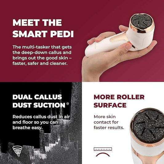 Own Harmony Electric Callus Remover with Vacuum - Foot Care for Women - Professional Pedicure Tools for Powerful Pedi Care Vac - 3 Rollers Electric Feet File CR2100 - Best for Hard Dry, Cracked Heels