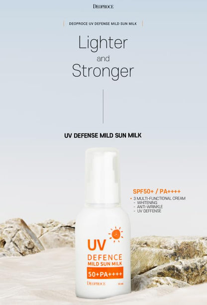 Deoproce UV Defence Mild Sun Milk SPF50+ PA++++ | Lightweight & Gentle Sun Protection | 55ml