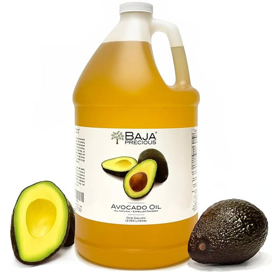 Baja Precious - Avocado Oil 100% Pure, 1 Gallon Jug, Food Grade Perfect for High Heat Cooking, Skincare, Hair Treatments, Soapmaking & More