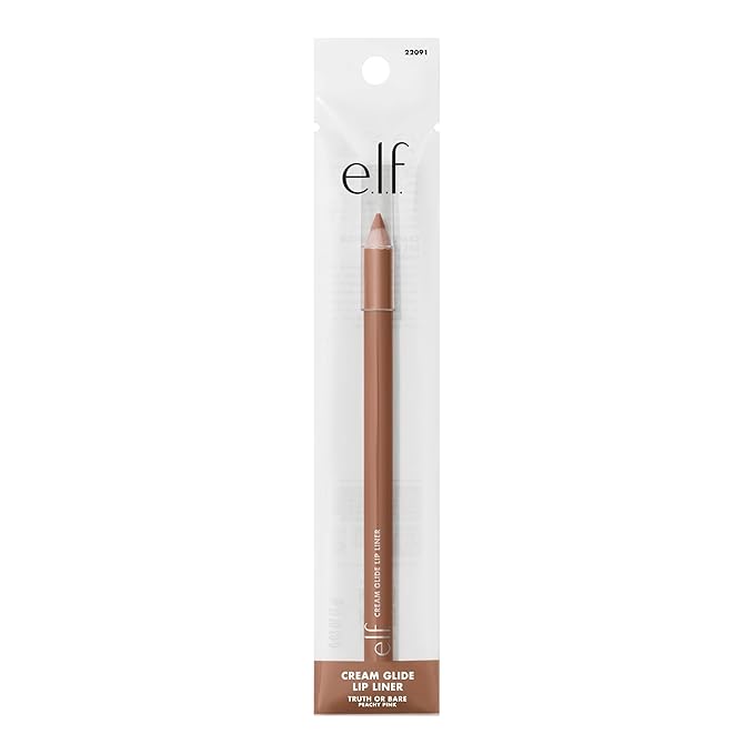 e.l.f. Cream Glide Lip Liner, Highly-Pigmented Pencil For Shaping & Sculpting Lips, Semi-Matte Finish, Vegan & Cruelty-Free, Truth or Bare