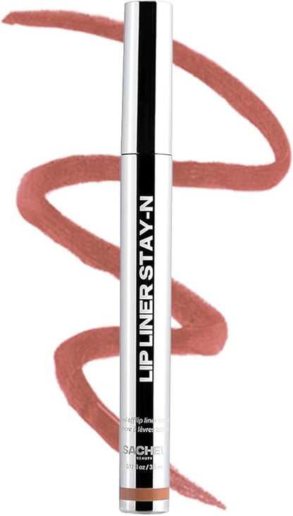 Sacheu Lip Liner STAY-N Peel Off Lip Stain — Long Lasting Waterproof Lip Tint with Hyaluronic Acid & Vitamin E — Transfer Proof Matte Finish, Vegan & Cruelty-Free (p-INKED)