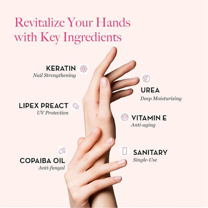 Bodipure All-In-1 Moisturizing Hand Mask, Keratin & Vitamin E Hand Mask for Dry Cracked Hands, Natural Moisturizing Gloves Formula, Strengthen Nails & Repair Hands 50 Pairs