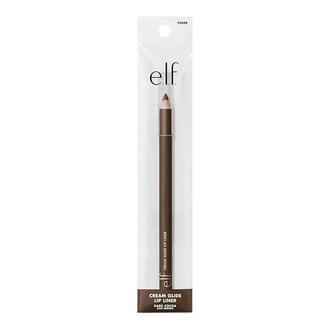 e.l.f. Cream Glide Lip Liner, Highly-Pigmented Pencil For Shaping & Sculpting Lips, Semi-Matte Finish, Vegan & Cruelty-Free, Dark Cocoa